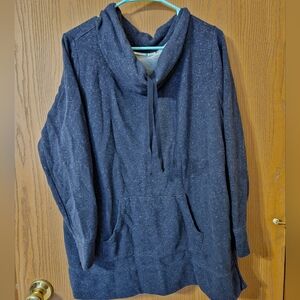 Cato Womens Blue Cowl Neck Drawstring Long Sleeve Pullover Sweatshirt 18/20W